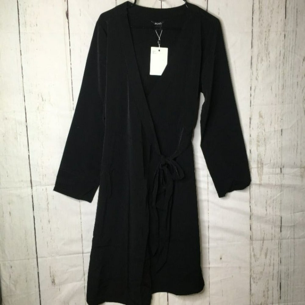 Monki Womens Black Midi Wrap Dress Large NWT